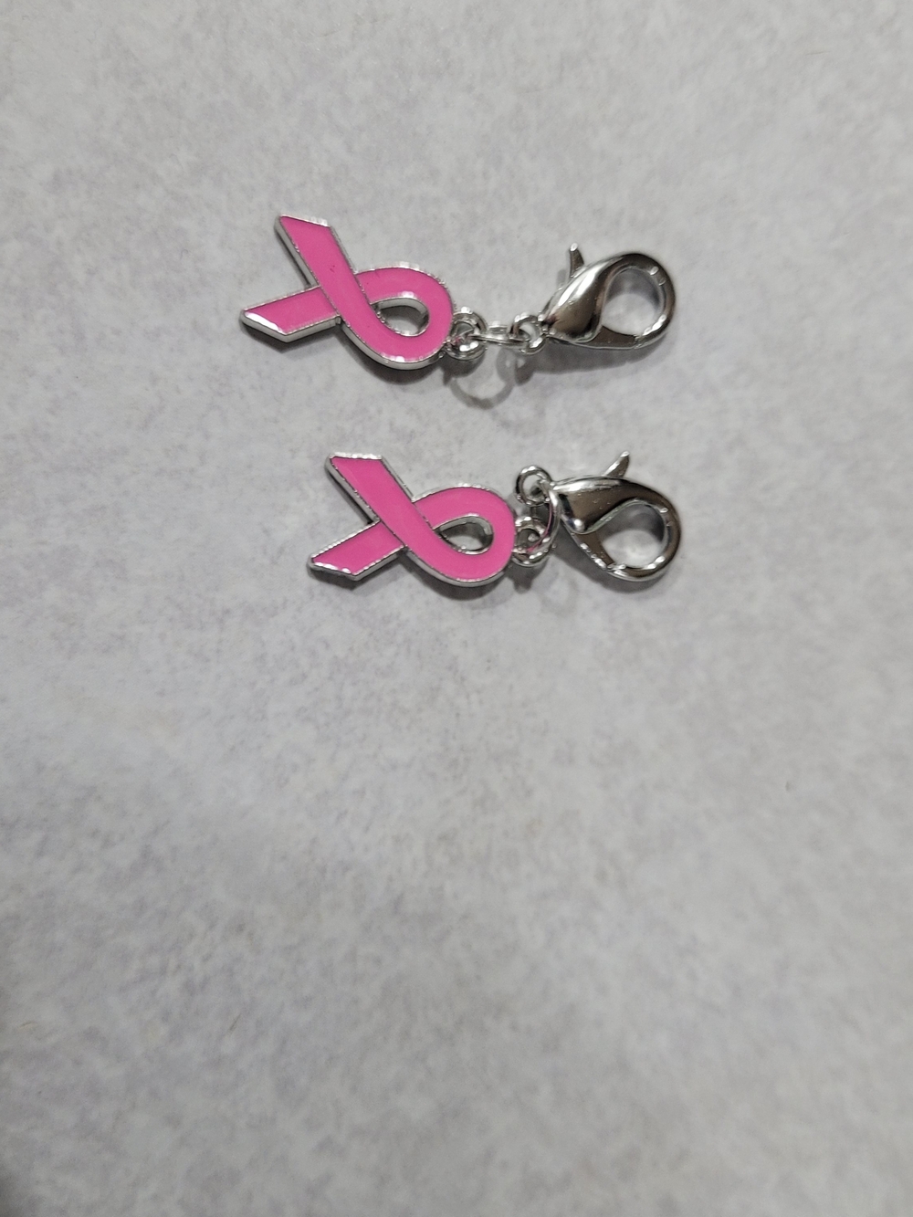 Pink Awareness Ribbon Charm Clip-On for Women